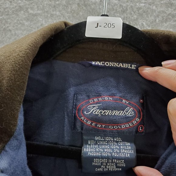 VINTAGE Faconnable Men Jacket Large Brown 100%‎ Wool Button Up Pockets READ - Picture 2 of 11